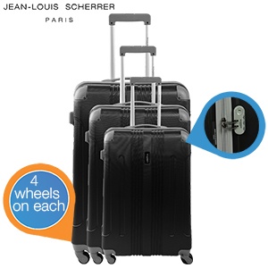 iBood - Jean Louis Scherrer driedelige hard shell trolleyset – type Jeru, zwart iBood - Jean Louis Scherrer driedelige hard shell trolleyset – type Jeru, zwart