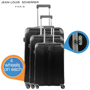 iBood - Jean Louis Scherrer driedelige hard shell trolleyset – type Jeru, zwart