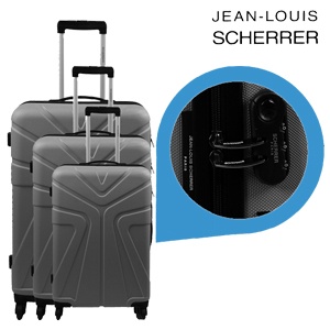 iBood - Jean Louis Scherrer hardshell trolley's met 4 wielen, set van 3, zilver