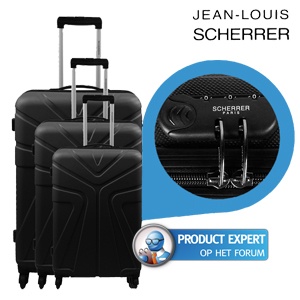 iBood - Jean Louis Scherrer hardshell trolley's met 4 wielen, set van 3, zwart