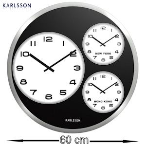 iBood - Karlsson Wandklok met Drie Tijdzones iBood - Karlsson Wandklok met Drie Tijdzones