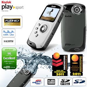 iBood - Kodak Playsport Zx3 compacte en waterdichte Full HD Camcorder (refurbished)