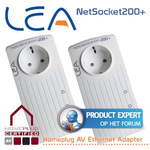 iBood - LEA NetSocket200+ Homeplug AV Ethernet Adapter Starterskit met Passthrough iBood - LEA NetSocket200+ Homeplug AV Ethernet Adapter Starterskit met Passthrough