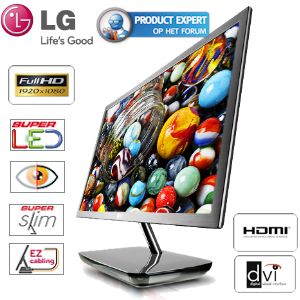 iBood - LG 23 inch Super Slanke, Super+ Resolution LED-monitor met DVI-D en HDMI iBood - LG 23 inch Super Slanke, Super+ Resolution LED-monitor met DVI-D en HDMI