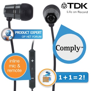 iBood - Luister muziek en voer gesprekken met de TDK SP60 oordoppen, (duo pack) iBood - Luister muziek en voer gesprekken met de TDK SP60 oordoppen, (duo pack)