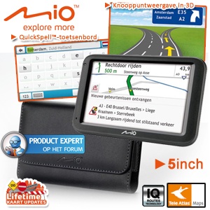 iBood - Mio 5 inch navigatie met TMC en Lifetime kaartupdates en opbergtasje iBood - Mio 5 inch navigatie met TMC en Lifetime kaartupdates en opbergtasje