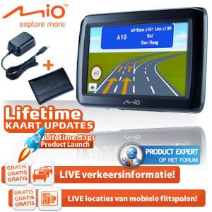 iBood - Mio Spirit navigatie met LIVE TMC verkeersinformatie en unieke Lifetime Kaart Updates!