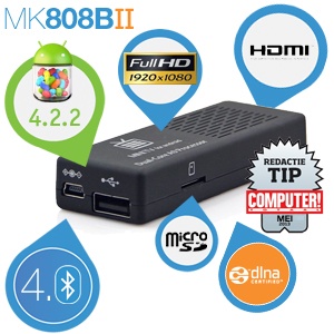 iBood - MK808B II Mini-PC met Android 4.2.2/8GB/WIFI/Bluetooth/DLNA Dual-Core 1,6 GHz, 1 GB RAM iBood - MK808B II Mini-PC met Android 4.2.2/8GB/WIFI/Bluetooth/DLNA Dual-Core 1,6 GHz, 1 GB RAM