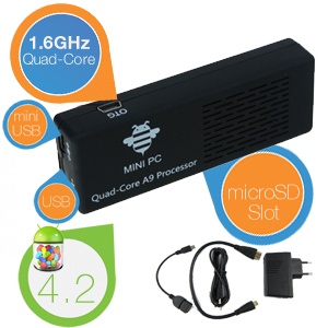 iBood - MK908 Android 4.2 SmartTV Dongle met Quadcore processor en 2GB RAM