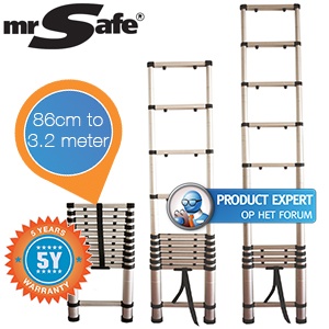 iBood - Mr Safe telescopische ladder - Max lengte 3.2m iBood - Mr Safe telescopische ladder - Max lengte 3.2m