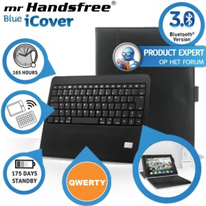 iBood - MrHandsfree Blue iCover met afneembaar bluetooth toetsenbord voor iPad iBood - MrHandsfree Blue iCover met afneembaar bluetooth toetsenbord voor iPad