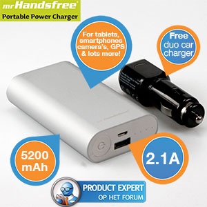 iBood - mrHandsfree portable power charger 5200 mAh 2.1A + GRATIS Duo Car charger adapter 2.1A