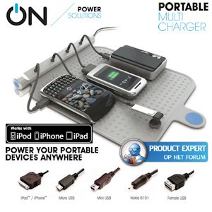 iBood - Multifunctioneel oplaad station voor al je mobiele apparaten, kan tot 4 mobiele apparaten tegelijk opladen!