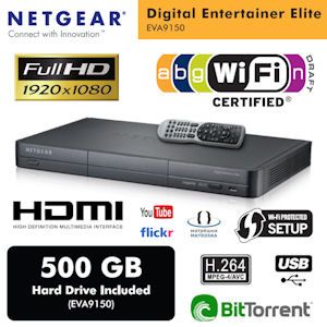 iBood - Netgear EVA Digital Entertainer Elite Full HD 500 Gb Mediaspeler met Wireless N Ondersteuning iBood - Netgear EVA Digital Entertainer Elite Full HD 500 Gb Mediaspeler met Wireless N Ondersteuning