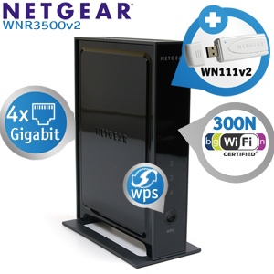 iBood - NETGEAR Rangemax Wireless-N Router met 4 Ports GIGAbit Switch en RangeMax Next Wireless-N USB 2.0 Adapter iBood - NETGEAR Rangemax Wireless-N Router met 4 Ports GIGAbit Switch en RangeMax Next Wireless-N USB 2.0 Adapter