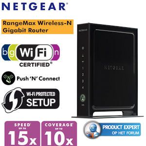 iBood - NETGEAR Rangemax Wireless-N Router met Ingebouwde 4 Ports GIGAbit Switch iBood - NETGEAR Rangemax Wireless-N Router met Ingebouwde 4 Ports GIGAbit Switch