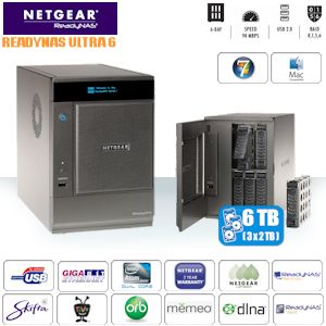 iBood - Netgear ReadyNAS Ultra 6 met 6TB, Dual Core, Dual Gigabit, DLNA Certified en Orb transcoding