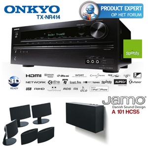 iBood - Onkyo TX-NR414 5.1 Netwerk receiver en Jamo A 101 HCS5 speakerset iBood - Onkyo TX-NR414 5.1 Netwerk receiver en Jamo A 101 HCS5 speakerset