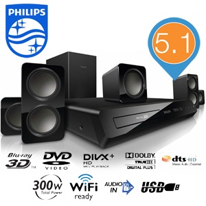 iBood - Philips 3D Blu-Ray 5.1 home cinema systeem