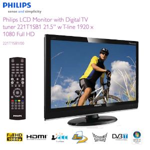 iBood - Philips 54.6 cm/21.5 inch Full HD LCD monitor en TV met DVB-T, HDMI & SCART iBood - Philips 54.6 cm/21.5 inch Full HD LCD monitor en TV met DVB-T, HDMI & SCART