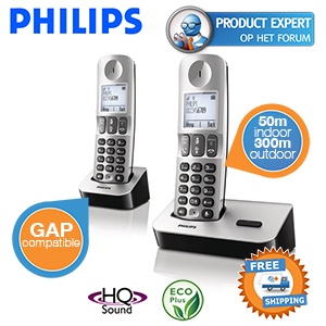 iBood - Philips, GAP compatible, duo set DECT telefoons iBood - Philips, GAP compatible, duo set DECT telefoons