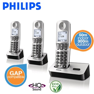 iBood - Philips, GAP compatible, Triple set Dect telefoons iBood - Philips, GAP compatible, Triple set Dect telefoons