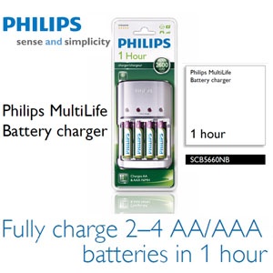 iBood - Philips MultiLife Batterijoplader - 2 tot 4 AA/AAA batterijen opladen in 1 uur (incl. 4 AA batterijen) iBood - Philips MultiLife Batterijoplader - 2 tot 4 AA/AAA batterijen opladen in 1 uur (incl. 4 AA batterijen)