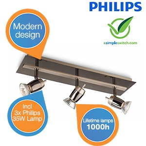iBood - Philips myLiving Spotlamp met 3 spots (type: 55203/13/16) iBood - Philips myLiving Spotlamp met 3 spots (type: 55203/13/16)