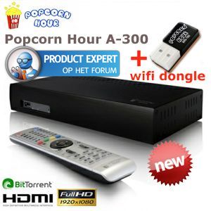 iBood - Popcorn Hour Full-HD Media player A-300 met WiFi-dongle
