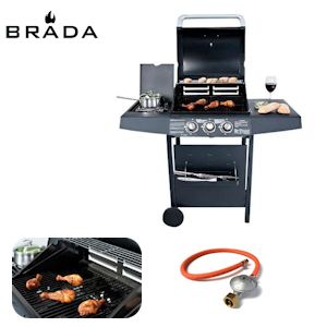 iBood - Prachtige Brada buitenkeuken met 2 Krachtige hoofdbranders en ingebouwde RVS zijbrander inclusief slang en gasdrukregelaar iBood - Prachtige Brada buitenkeuken met 2 Krachtige hoofdbranders en ingebouwde RVS zijbrander inclusief slang en gasdrukregelaar