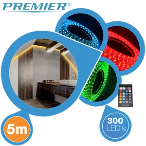 iBood - Premier 5 meter RGB LED Strip met afstandsbediening, RGB Controller en 230V adapter iBood - Premier 5 meter RGB LED Strip met afstandsbediening, RGB Controller en 230V adapter