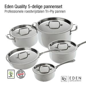 iBood - Professionele 5 delige tri-ply pannenset van Eden Quality iBood - Professionele 5 delige tri-ply pannenset van Eden Quality