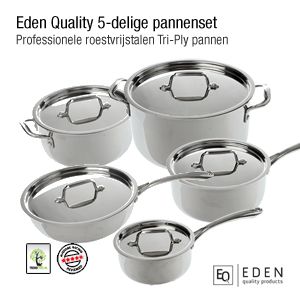 iBood - Professionele 5 delige tri-ply pannenset van Eden Quality