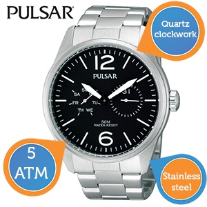 iBood - Pulsar herenhorloge met edelstalen kast en band