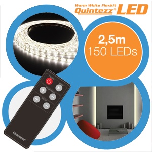 iBood - Quintezz 2,5 meter flexibele LED strip Set, warm wit. Dimbaar & met afstandsbediening en 230V adapter iBood - Quintezz 2,5 meter flexibele LED strip Set, warm wit. Dimbaar & met afstandsbediening en 230V adapter