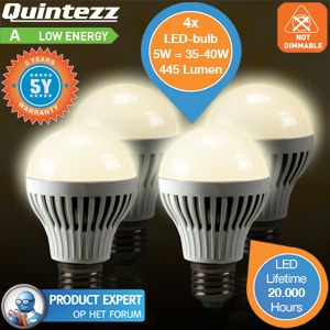 iBood - Quintezz 4-Pack E27 Warm Witte LED Lampen 2700K – sfeervol en kostenbesparend! iBood - Quintezz 4-Pack E27 Warm Witte LED Lampen 2700K – sfeervol en kostenbesparend!