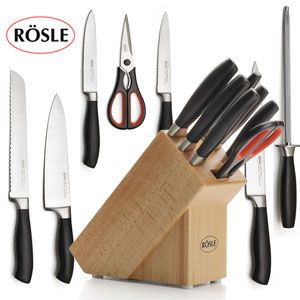 iBood - Rösle 8 delige keukenset; met vlijmscherpe gesmede messen, schaar, aanzetstaal en blok iBood - Rösle 8 delige keukenset; met vlijmscherpe gesmede messen, schaar, aanzetstaal en blok