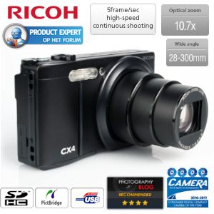 iBood - Ricoh CX4 digitale camera met high-power (10,7 x), 28-300mm zoom, high-speed burst en HD filmen iBood - Ricoh CX4 digitale camera met high-power (10,7 x), 28-300mm zoom, high-speed burst en HD filmen