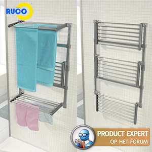 iBood - Ruco droogrek met maar liefst 3 afzonderlijke neerklapbare droogvlakken iBood - Ruco droogrek met maar liefst 3 afzonderlijke neerklapbare droogvlakken