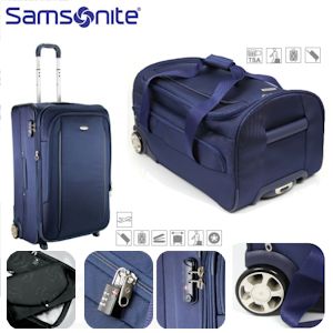 iBood - Samsonite Set van X'Blade Reistas op wielen en X'Blade Upright trolley in blauw met TSA-slot