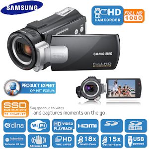 iBood - Samsung full-HD Camcorder met WiFi, 32GB SSD geheugen, 15x Optische Zoom en BSI CMOS