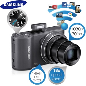 iBood - Samsung Smartcamera met WiFi, Touchscreen, 18x zoom- en 24mm groothoeklens iBood - Samsung Smartcamera met WiFi, Touchscreen, 18x zoom- en 24mm groothoeklens