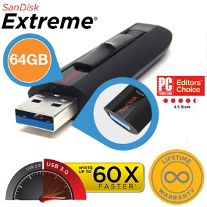 iBood - SanDisk Extreme USB 3.0 Flash Drive 64GB