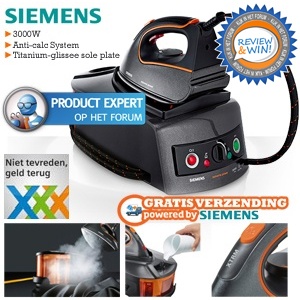 iBood - Siemens 3000W stoomstrijksysteem met titanium-glissee voetplaat en gratis verzending!