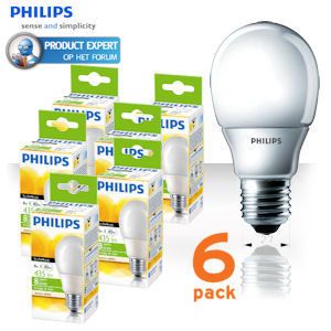 iBood - Sixpack Philips Eco Softone spaarlampen met energielabel A, 8w, E27 fitting
