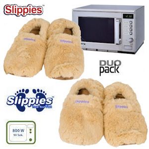 iBood - Slippies Magnetron Sloffen Beige Pluche Deluxe Duo Pack Nieuwste Editie