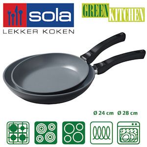 iBood - Sola 2-delige Krasvaste Aluminium Koekenpannenset 24-28 cm met keramische anti-aanbaklaag voor elke warmtebron iBood - Sola 2-delige Krasvaste Aluminium Koekenpannenset 24-28 cm met keramische anti-aanbaklaag voor elke warmtebron