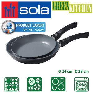 iBood - Sola 2-delige Krasvaste Aluminium Koekenpannenset 24-28 cm met keramische anti-aanbaklaag iBood - Sola 2-delige Krasvaste Aluminium Koekenpannenset 24-28 cm met keramische anti-aanbaklaag
