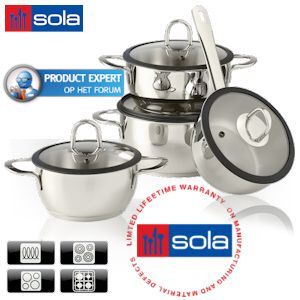 iBood - Sola 4 delige 18/10 roestvrijstalen pannenset voor alle warmtebronnen én inductie, model Festival iBood - Sola 4 delige 18/10 roestvrijstalen pannenset voor alle warmtebronnen én inductie, model Festival