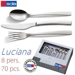 iBood - Sola 70 delige bestekset van 3mm zilverwit roestvrij staal voor 8 personen met levenslange garantie iBood - Sola 70 delige bestekset van 3mm zilverwit roestvrij staal voor 8 personen met levenslange garantie